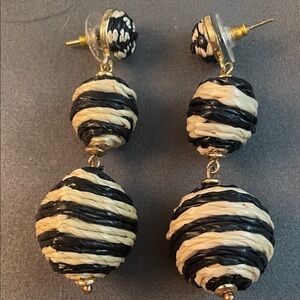 Ann Taylor Black and Cream Striped rope earrings